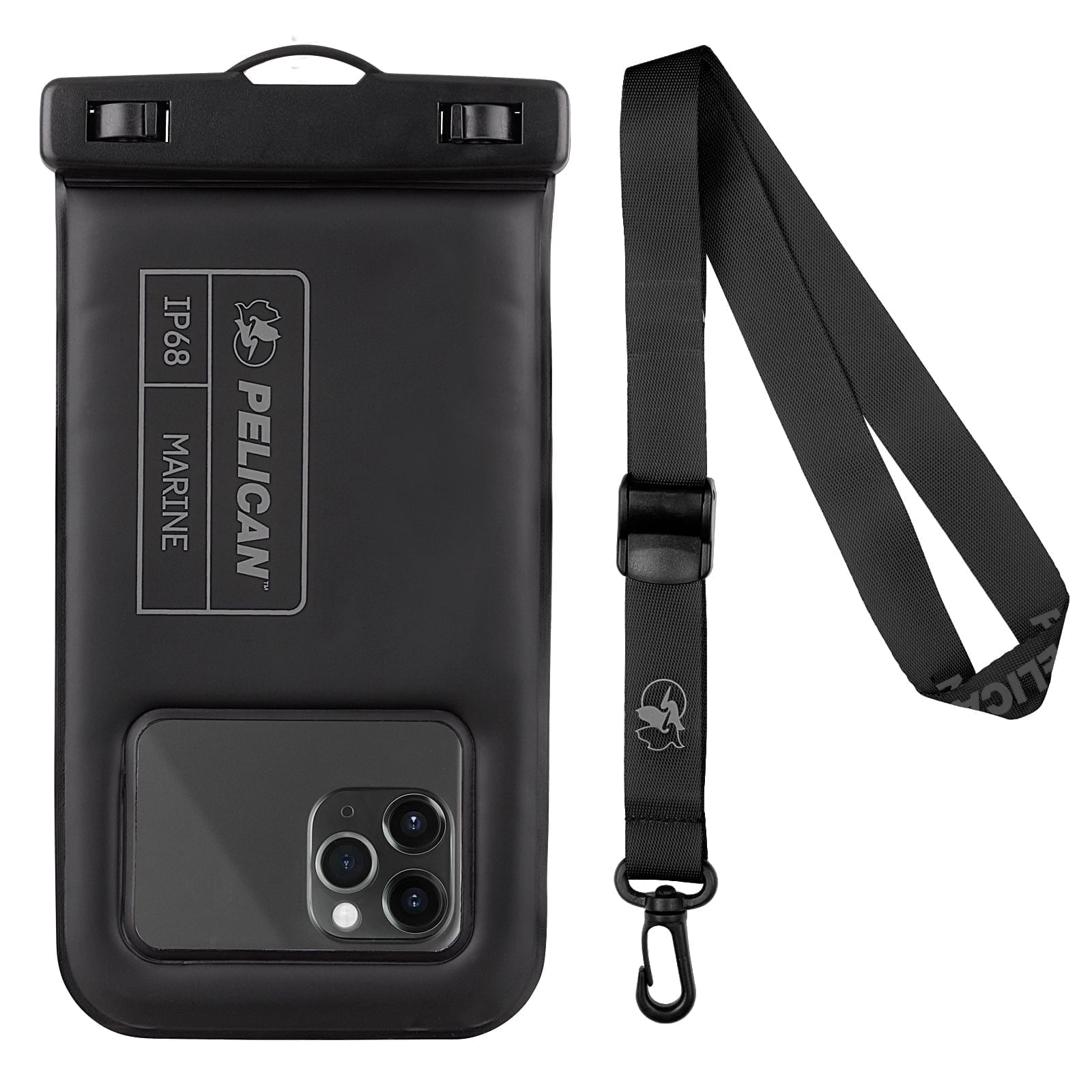 Pelican Marine IP68 Floating Waterproof Phone Pouch / Case (XL Size) w/ Detachable Lanyard - Black/Yellow