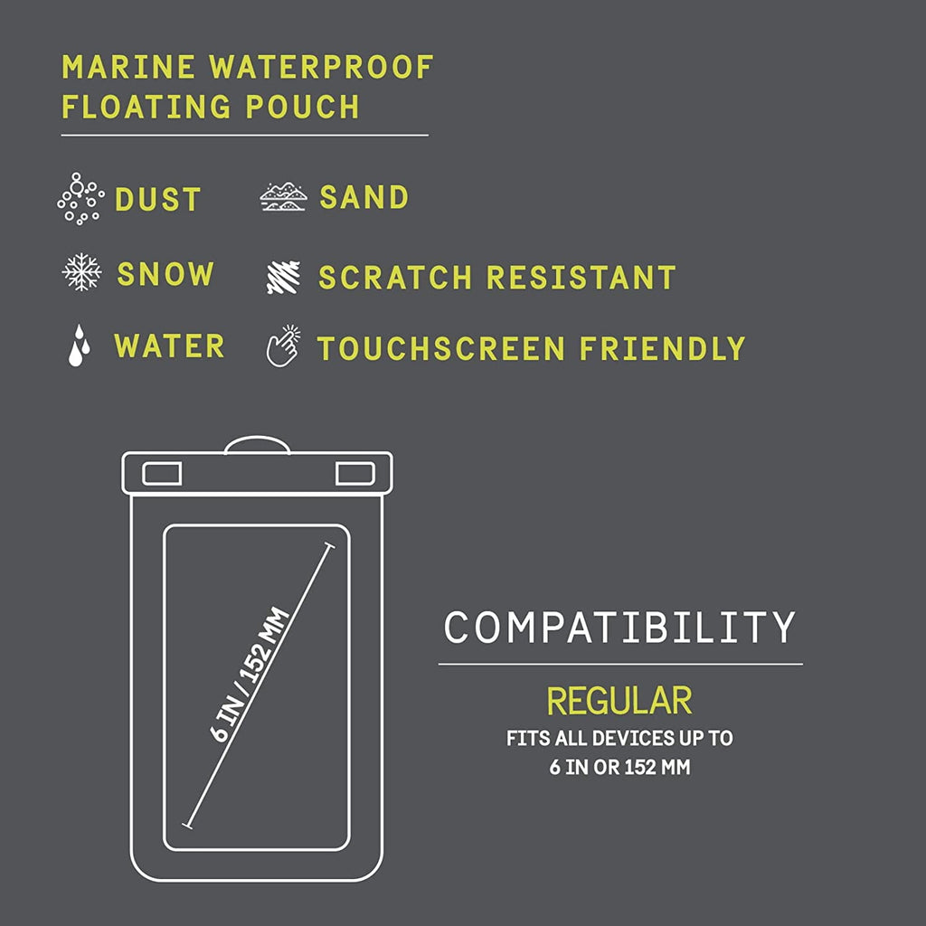 Pelican Marine IP68 Floating Waterproof Phone Pouch / Case (XL Size) w/ Detachable Lanyard - Black/Yellow