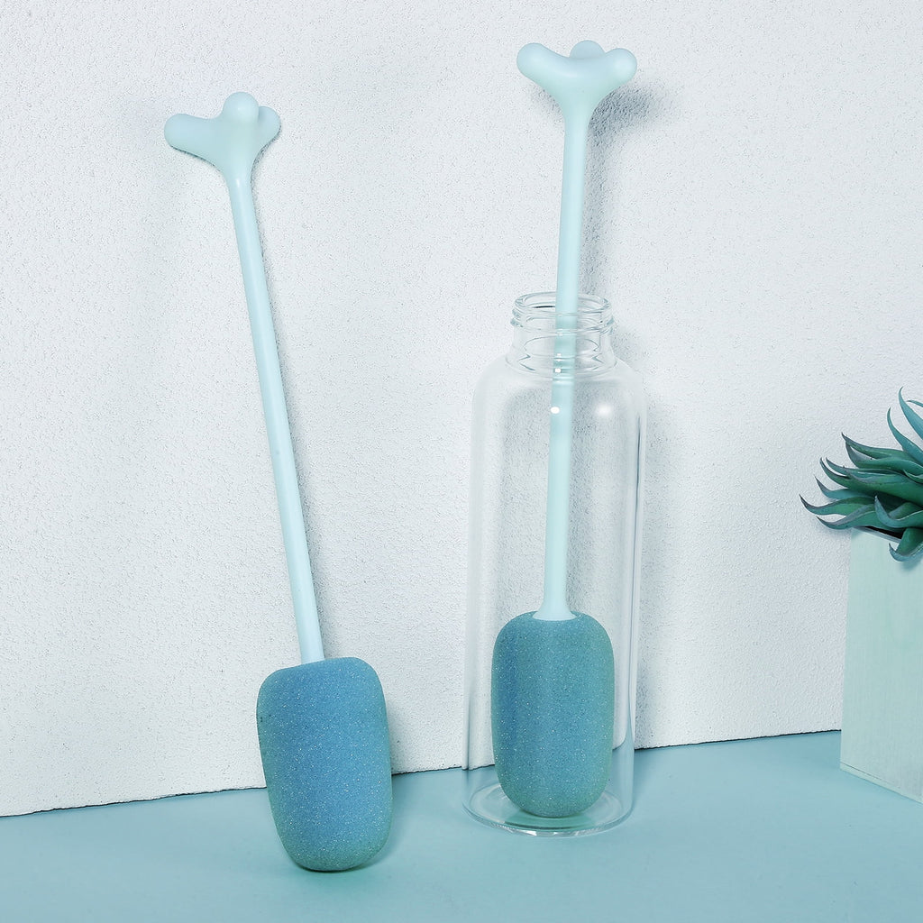 Sponge Bottle Brush Long Handle Cleaning Brush for Bowls and Plates Essential Kitchen Tool