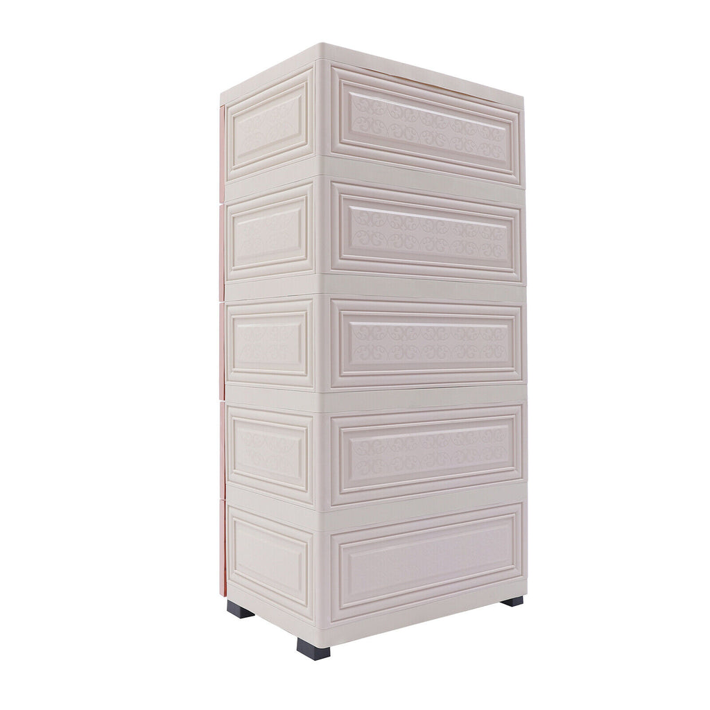 6 Closet Plastic Drawers Organizer Storage Cabinet Dresser Clothes Bedroom Pink 4 Large Drawers and Top 2 Small Cabinets Locker(with Keys)