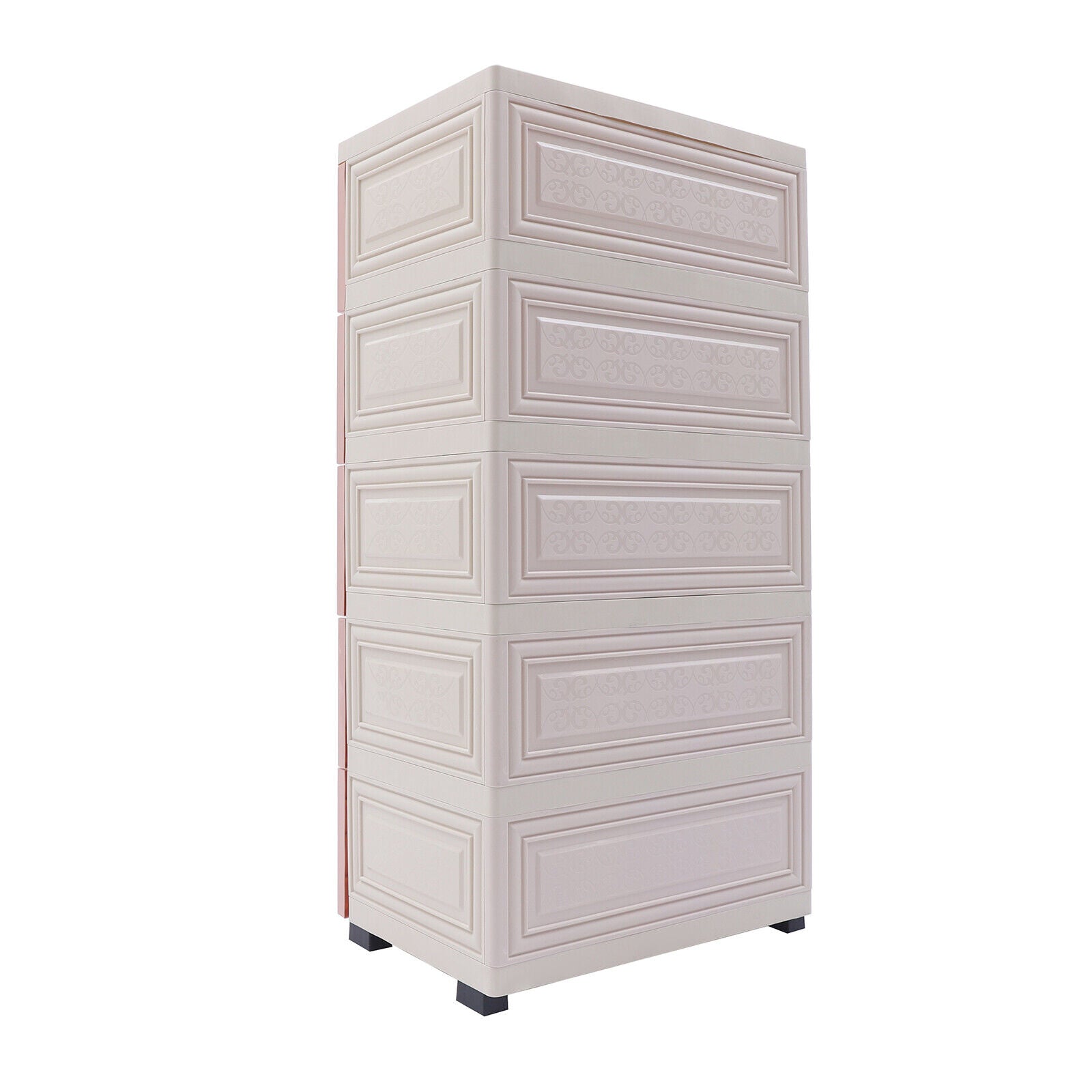 6 Closet Plastic Drawers Organizer Storage Cabinet Dresser Clothes Bedroom Pink 4 Large Drawers and Top 2 Small Cabinets Locker(with Keys)