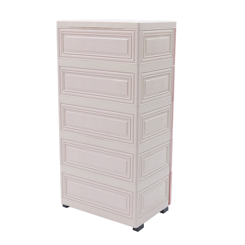 6 Closet Plastic Drawers Organizer Storage Cabinet Dresser Clothes Bedroom Pink 4 Large Drawers and Top 2 Small Cabinets Locker(with Keys)