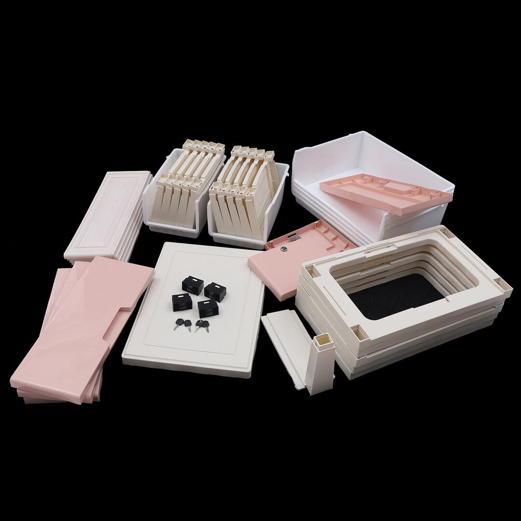 6 Closet Plastic Drawers Organizer Storage Cabinet Dresser Clothes Bedroom Pink 4 Large Drawers and Top 2 Small Cabinets Locker(with Keys)