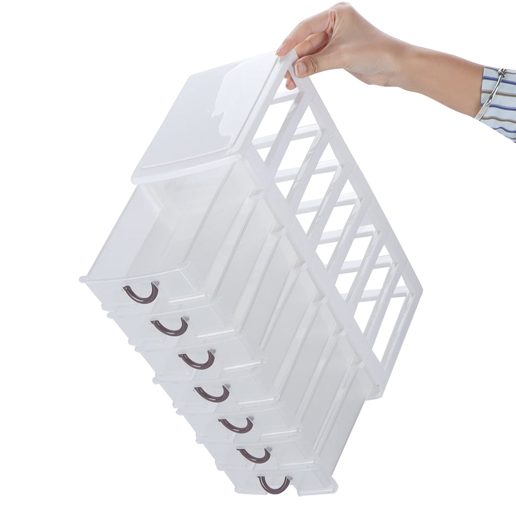 (5"x7"x13")Small Plastic 7 Drawer Desktop Storage System, Mini Organizer Box, Storage Container, Clear(2 pack)