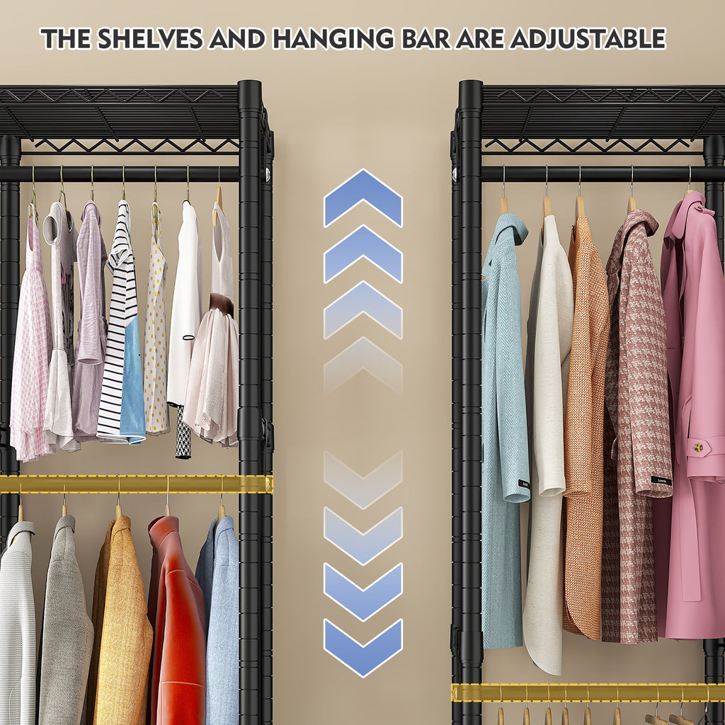 Clothes Rack with Cover, Freestanding Closet Wardrobe for Hanging Clothes, Clothes Storage Organizer with Wire Shelves, White