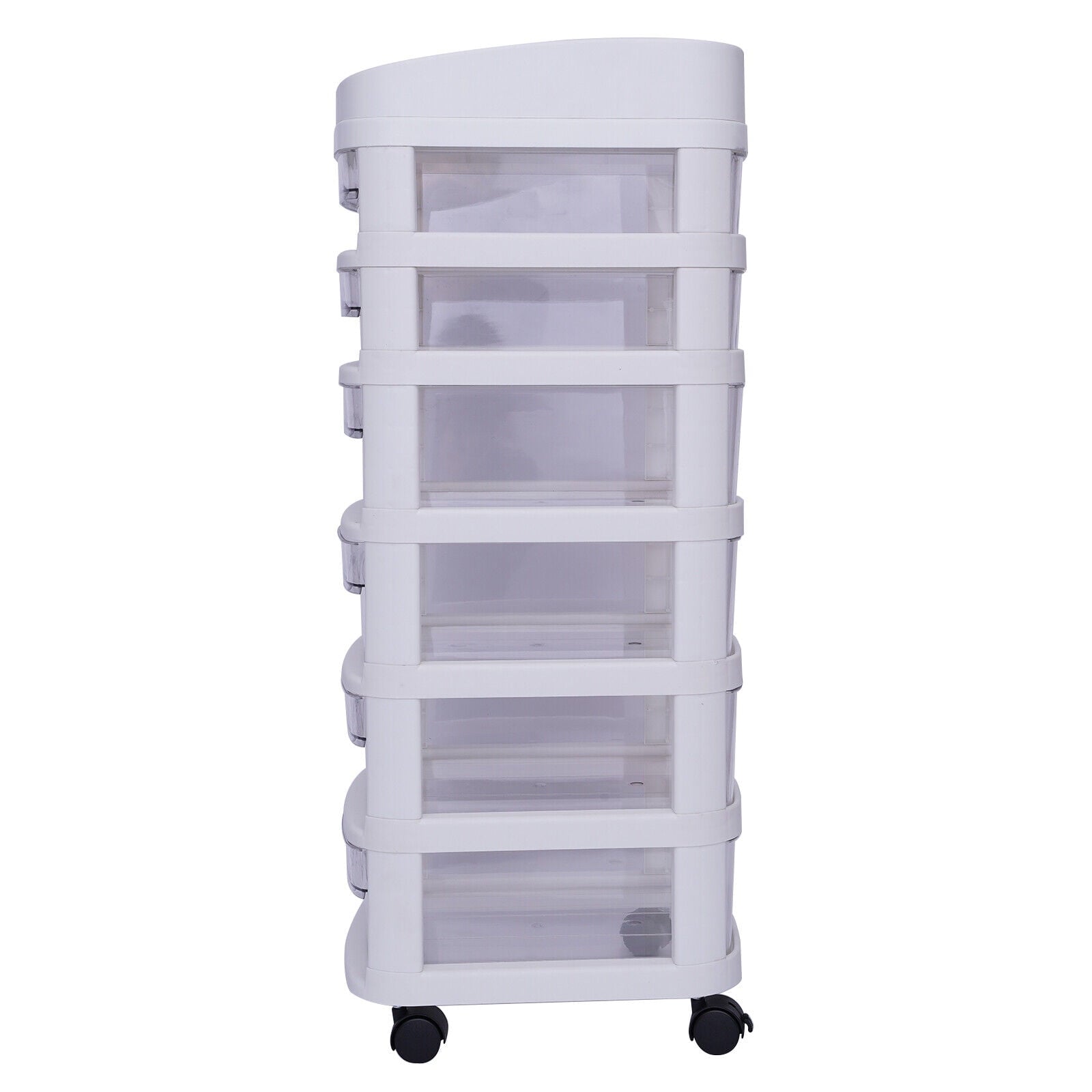 White 6 Drawers Plastic Storage Cabinet Rolling Cart Clear Organizer Trolley w/Wheels