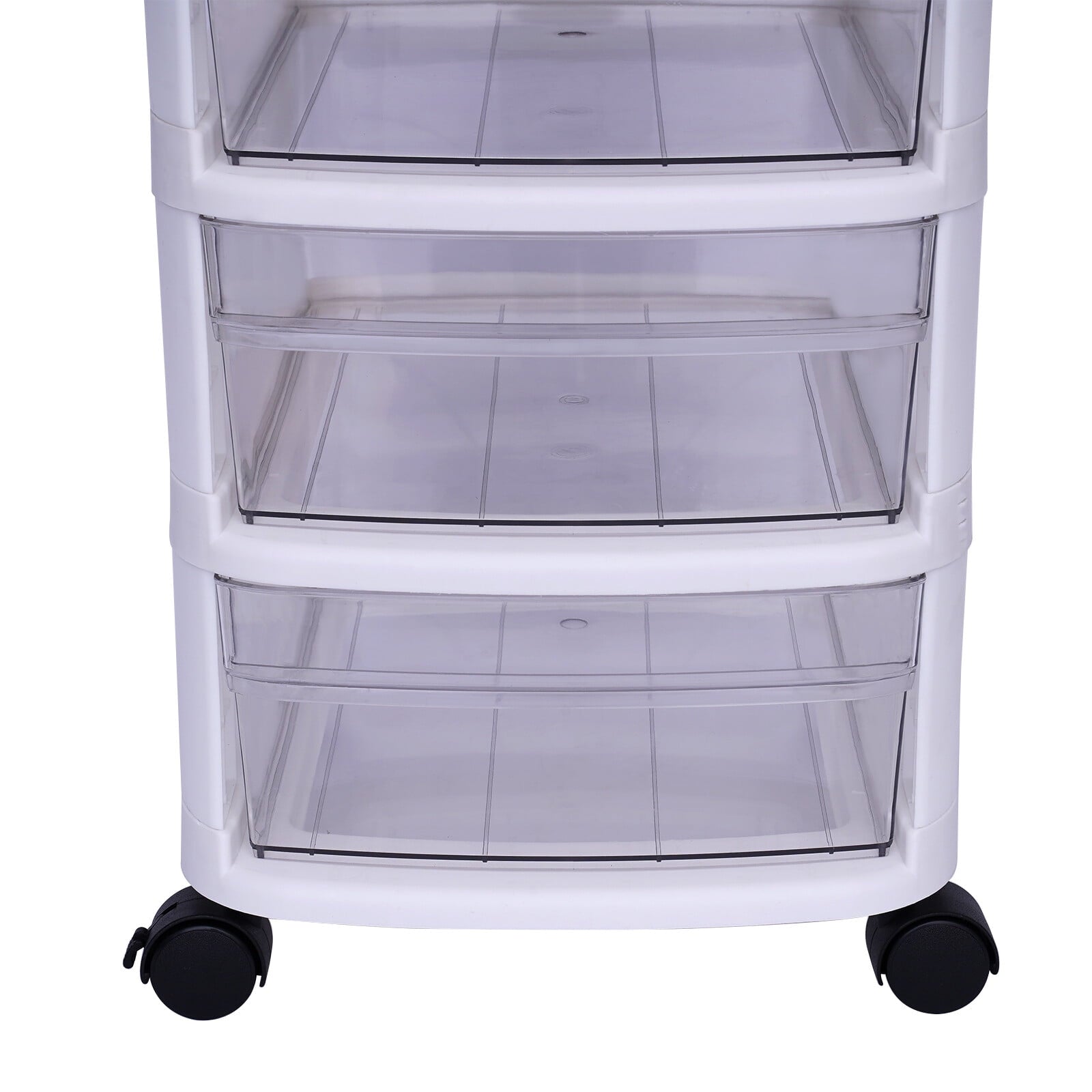 White 6 Drawers Plastic Storage Cabinet Rolling Cart Clear Organizer Trolley w/Wheels