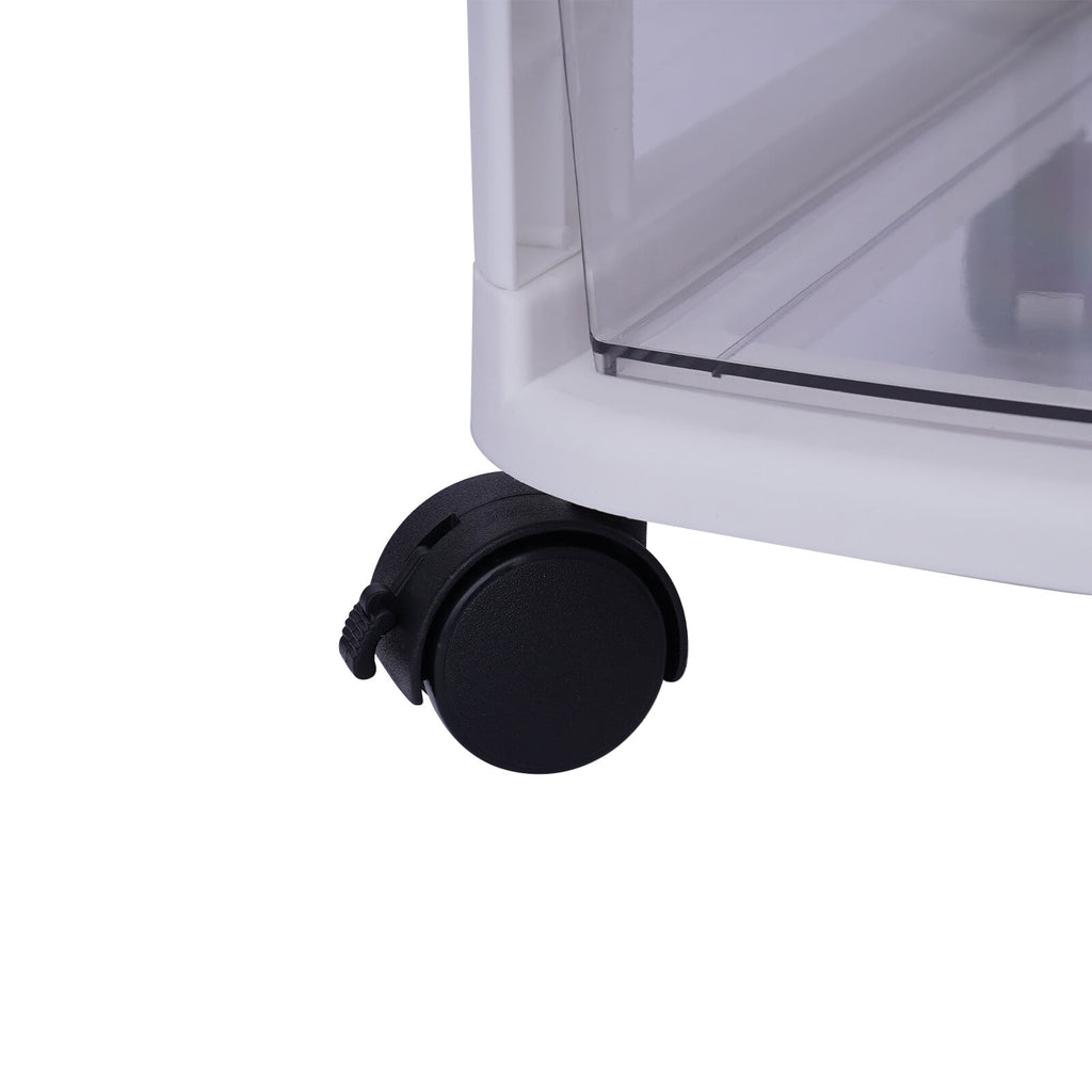 White 6 Drawers Plastic Storage Cabinet Rolling Cart Clear Organizer Trolley w/Wheels