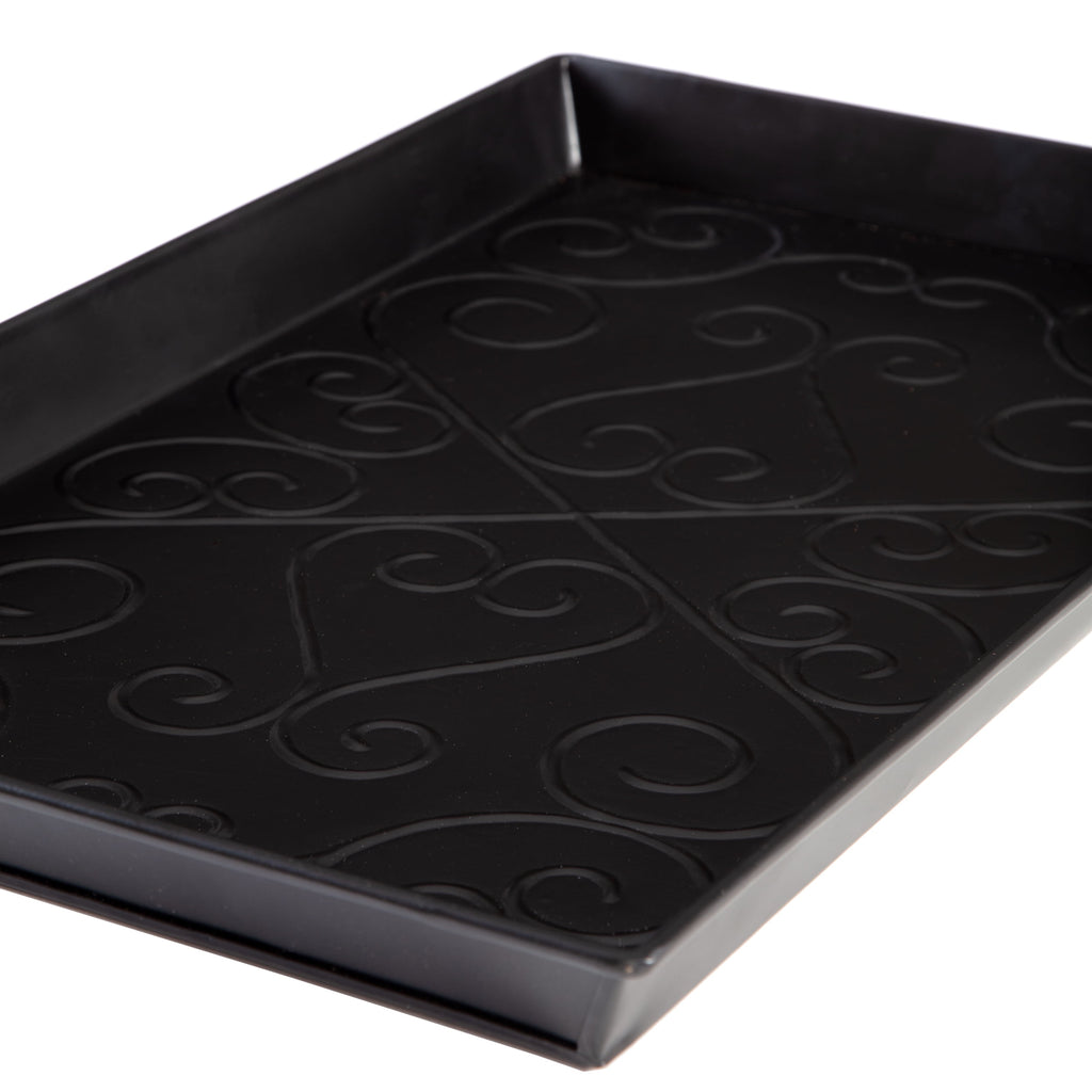 Black Metal Boot Tray with Black &amp; Ivory Diamond Coir Insert