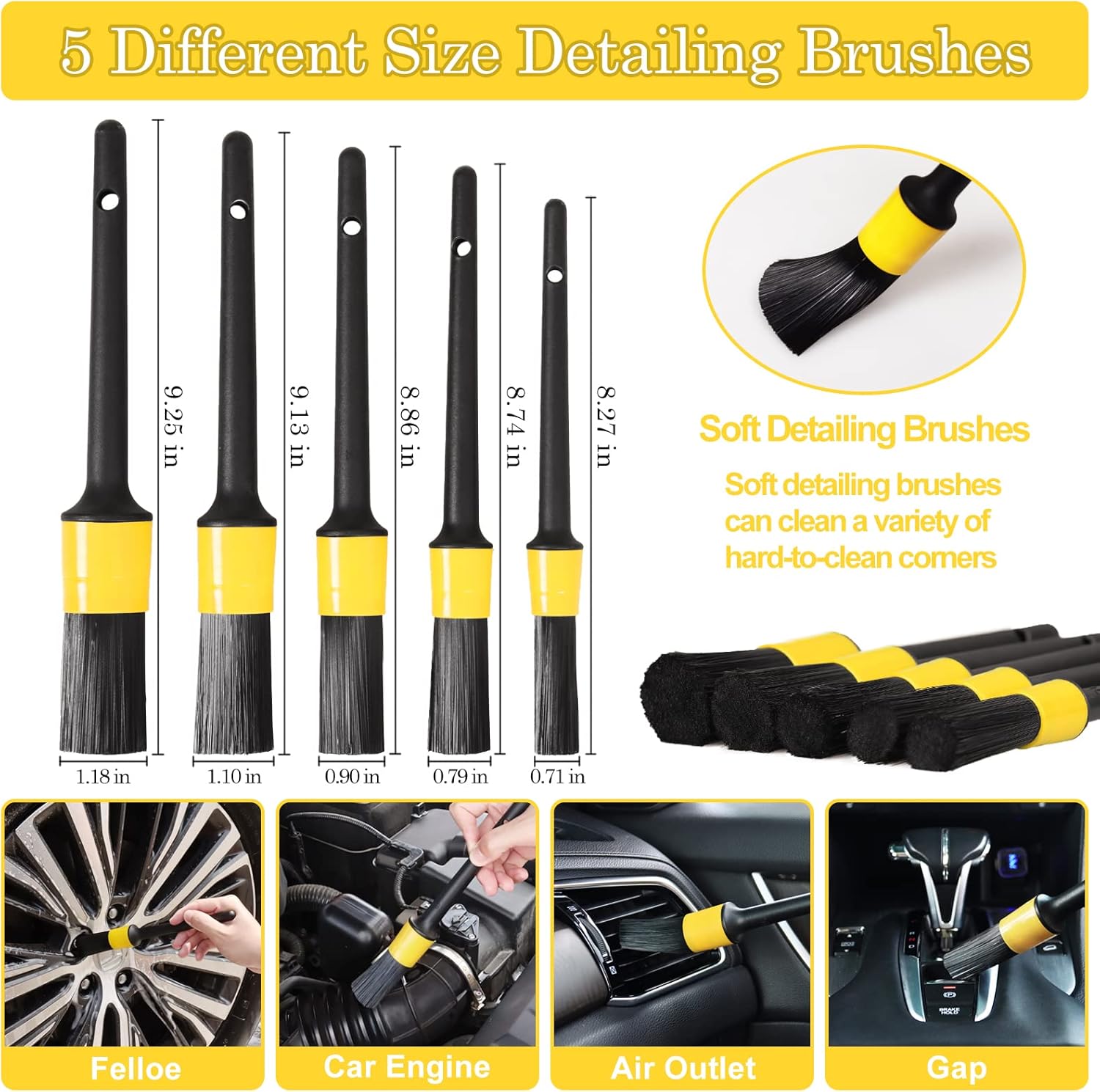 Ahot 27Pcs Car Detailing Kit, Car Detailing Brush Set, Auto Detailing Drill Brush Set, Car Detailing Brushes, Car Wash Kit, Car Accessories, Car Cleaning Tools Kit for Interior, Exterior, Wheels