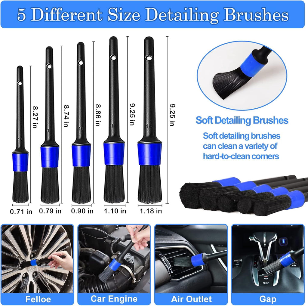 Ahot 27Pcs Car Detailing Kit, Car Detailing Brush Set, Auto Detailing Drill Brush Set, Car Detailing Brushes, Car Wash Kit, Car Accessories, Car Cleaning Tools Kit for Interior, Exterior, Wheels