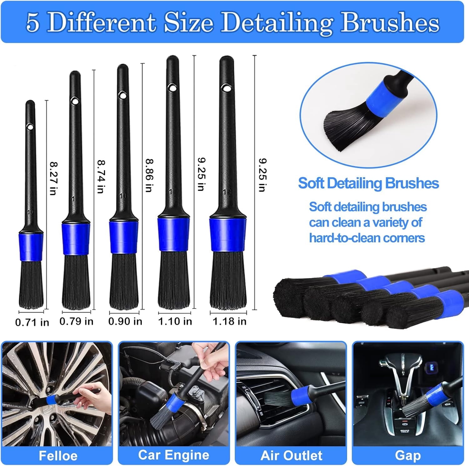 Ahot 27Pcs Car Detailing Kit, Car Detailing Brush Set, Auto Detailing Drill Brush Set, Car Detailing Brushes, Car Wash Kit, Car Accessories, Car Cleaning Tools Kit for Interior, Exterior, Wheels
