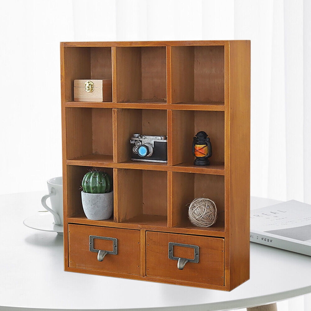 9-Cube Wooden Shelf Vintage Storage Shelf Organizer Cabinet Home Storage Holder