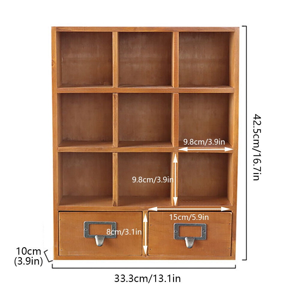 9-Cube Wooden Shelf Vintage Storage Shelf Organizer Cabinet Home Storage Holder