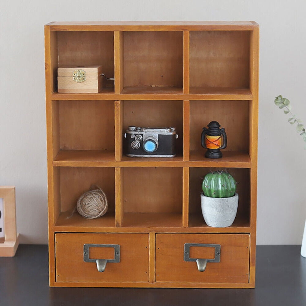 9-Cube Wooden Shelf Vintage Storage Shelf Organizer Cabinet Home Storage Holder