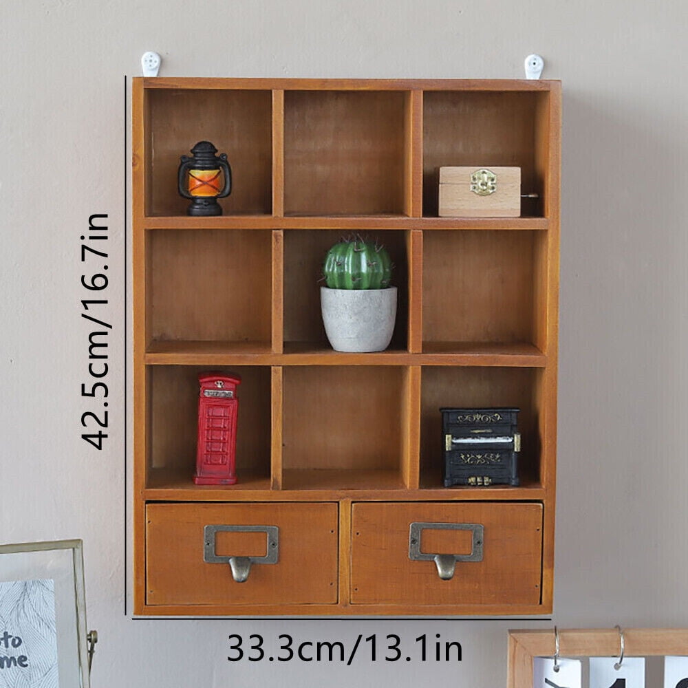 9-Cube Wooden Shelf Vintage Storage Shelf Organizer Cabinet Home Storage Holder