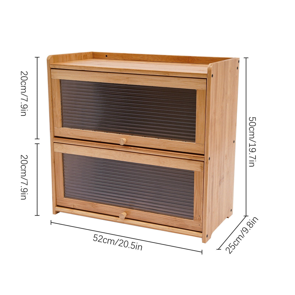 Primary Color 2 Tier Bamboo Storage Cabinet Countertop Storage Cabinet Home For Kitchens, Bedrooms
