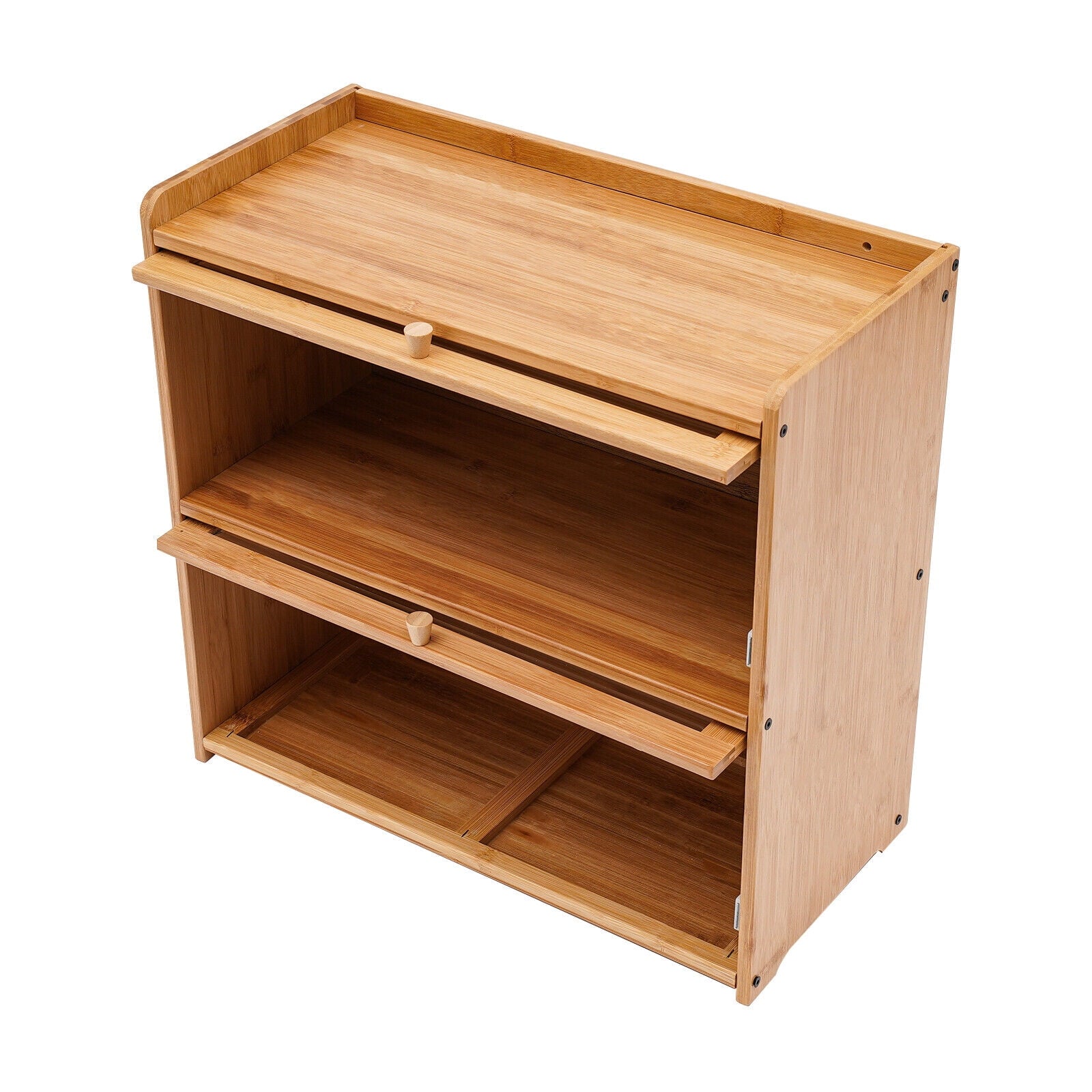 Primary Color 2 Tier Bamboo Storage Cabinet Countertop Storage Cabinet Home For Kitchens, Bedrooms