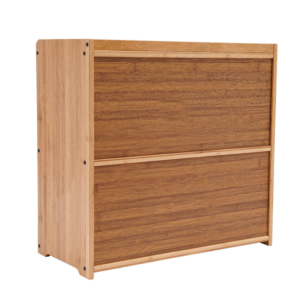 Primary Color 2 Tier Bamboo Storage Cabinet Countertop Storage Cabinet Home For Kitchens, Bedrooms