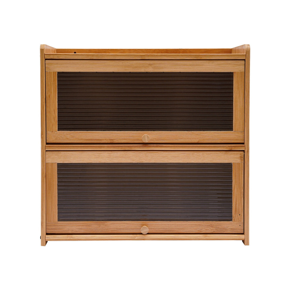 Primary Color 2 Tier Bamboo Storage Cabinet Countertop Storage Cabinet Home For Kitchens, Bedrooms