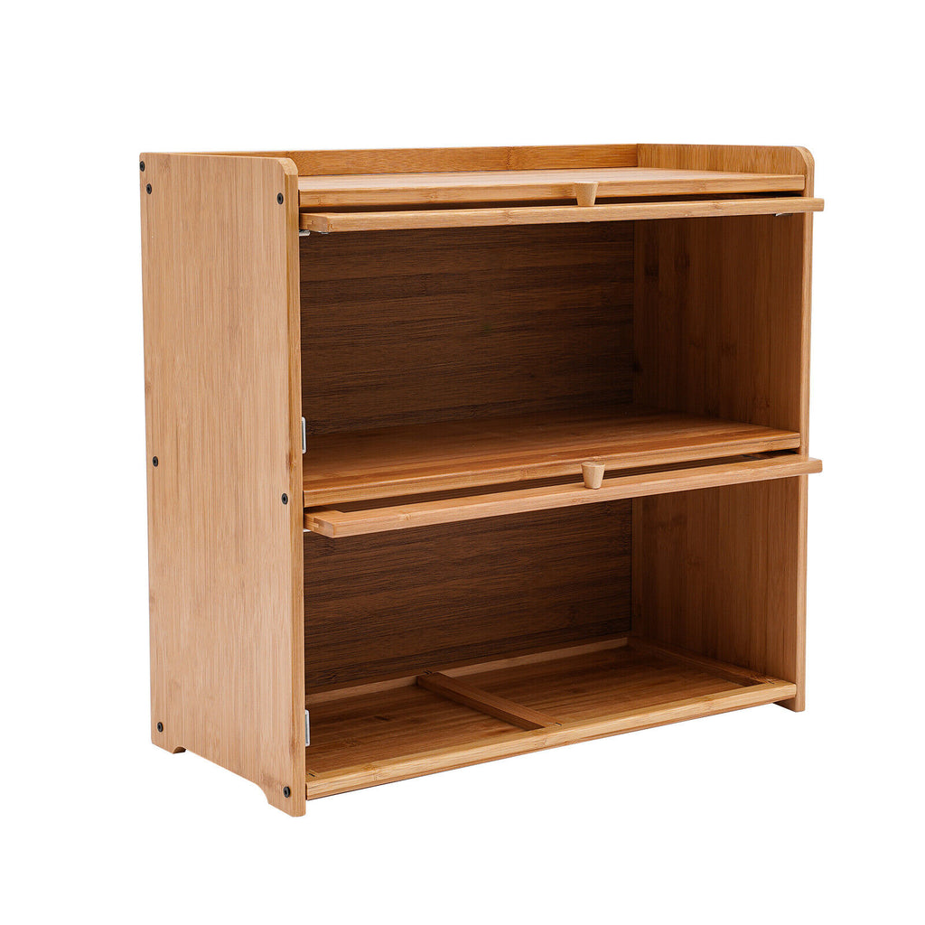 Primary Color 2 Tier Bamboo Storage Cabinet Countertop Storage Cabinet Home For Kitchens, Bedrooms