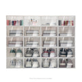 20 Pack Foldable Shoe Storage Boxes, Stackable Clear Plastic Shoe Organizer Space Saving Shoe Display Containers with Clear Lids