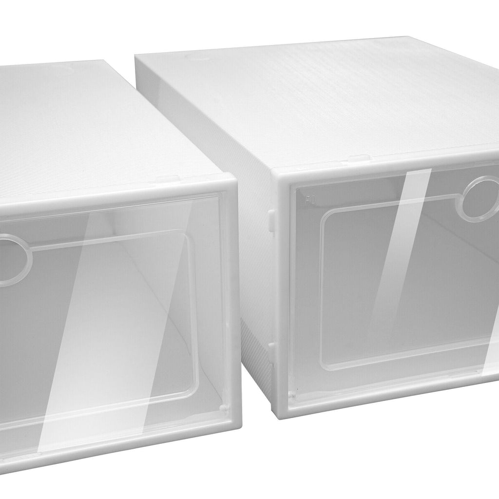 20 Pack Foldable Shoe Storage Boxes, Stackable Clear Plastic Shoe Organizer Space Saving Shoe Display Containers with Clear Lids