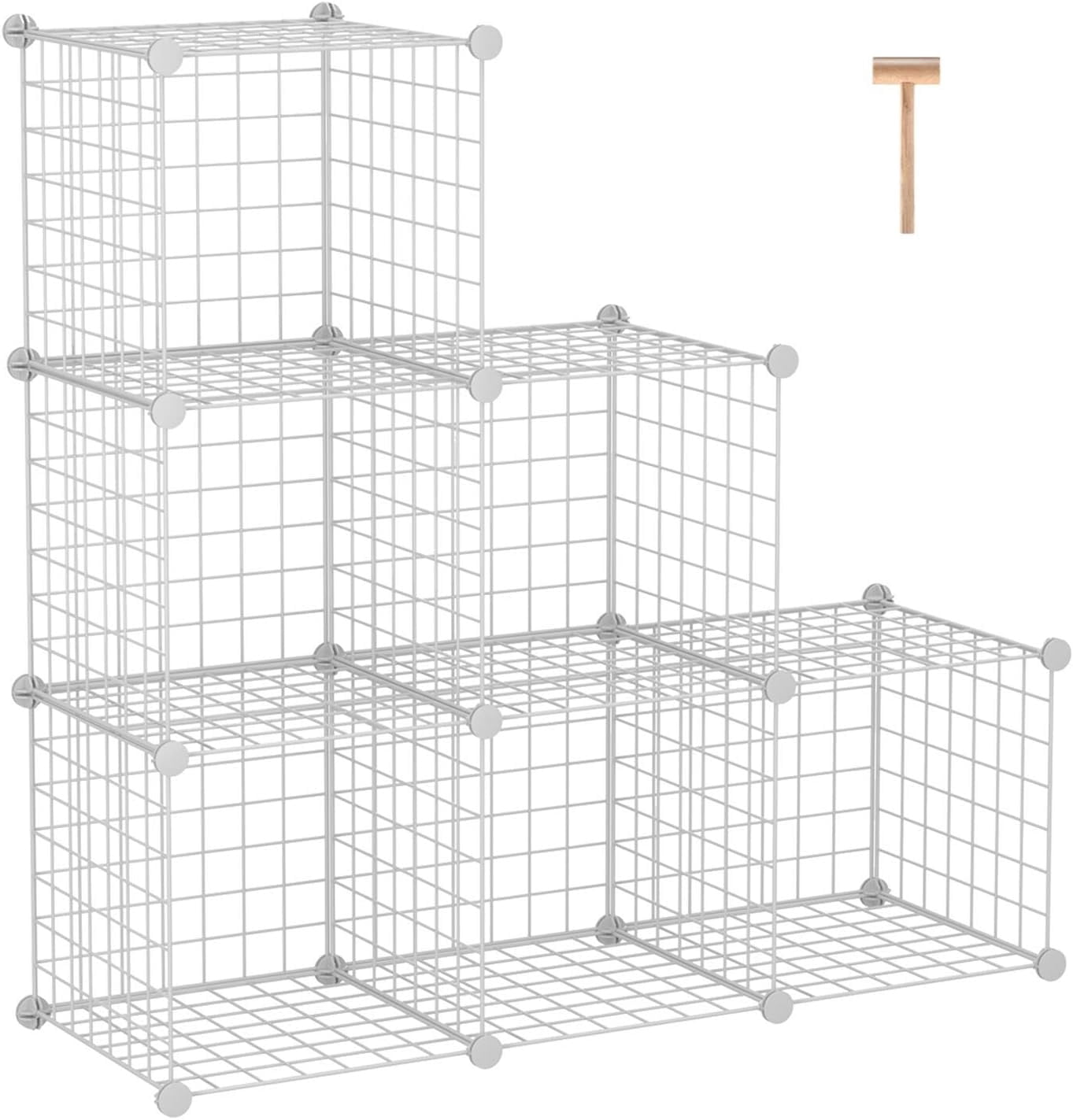 8-Cube Wire Storage Organizer | 24.8"L x12.4"W x48.4"H Modular DIY Metal Grid Shelving for Living Room Office Closet