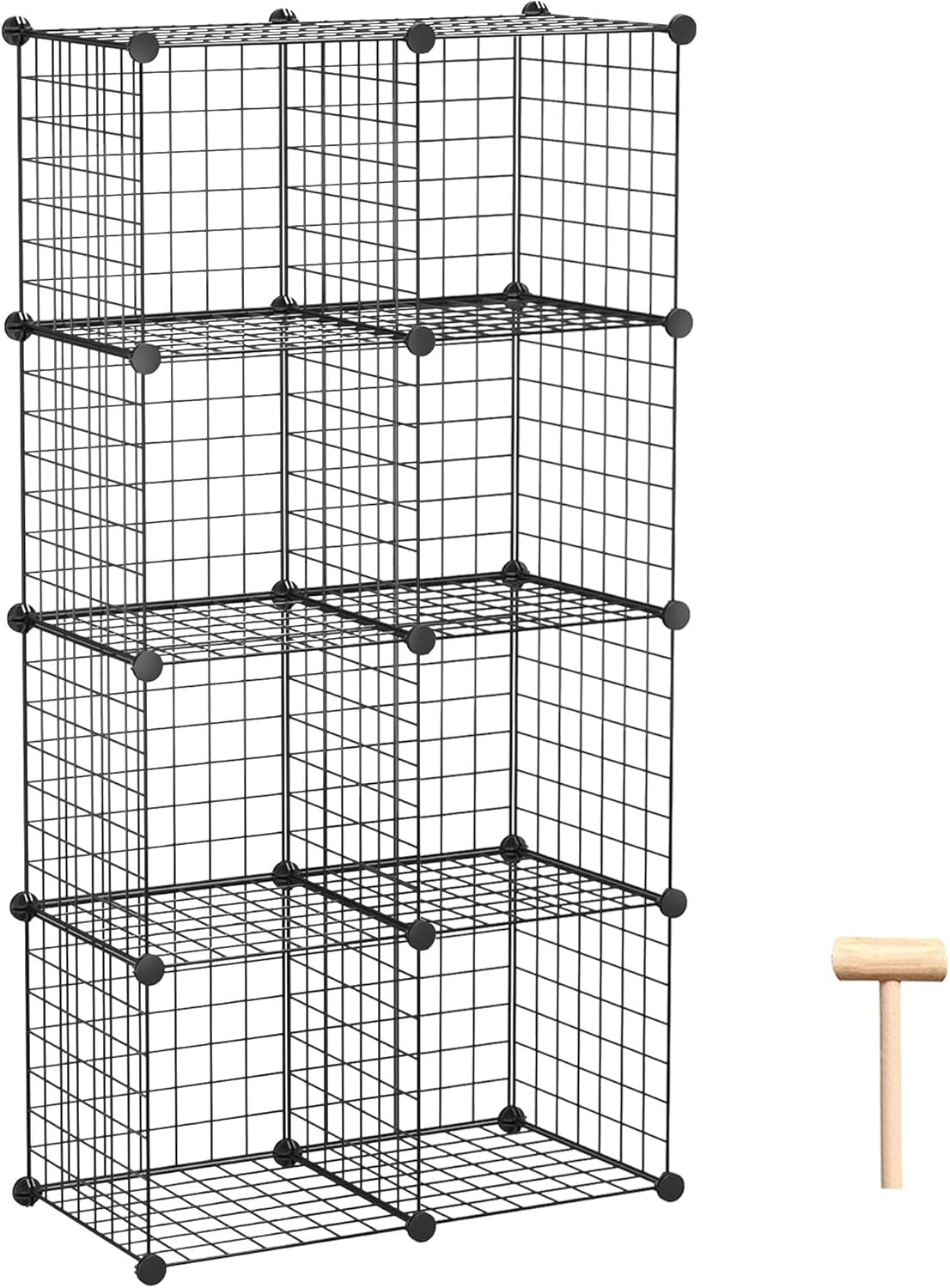 8-Cube Wire Storage Organizer | 24.8"L x12.4"W x48.4"H Modular DIY Metal Grid Shelving for Living Room Office Closet
