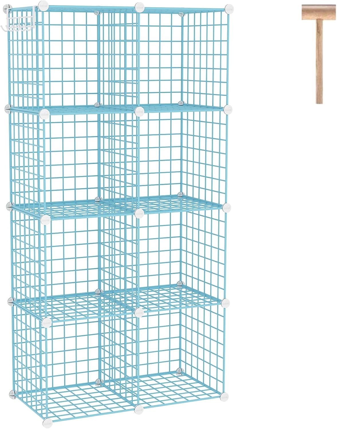 8-Cube Wire Storage Organizer | 24.8"L x12.4"W x48.4"H Modular DIY Metal Grid Shelving for Living Room Office Closet
