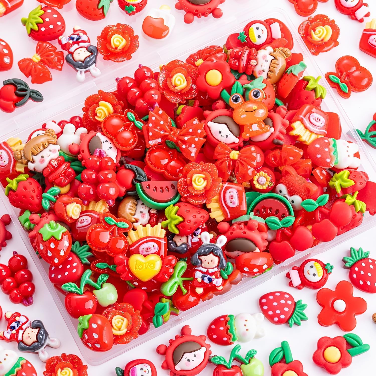 60Pcs Mixed Colors Slime Charms Assorted Cute Jelly Embellishments, Random Bulk Flatback Resin Ornament Bear Star Kawaii Slime Accessories for Phone Junk Case, Scrapbooking Crafting &amp; DIY Decor