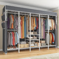 Clothes Rack with Cover, Freestanding Closet Wardrobe for Hanging Clothes, Clothes Storage Organizer with Wire Shelves, White