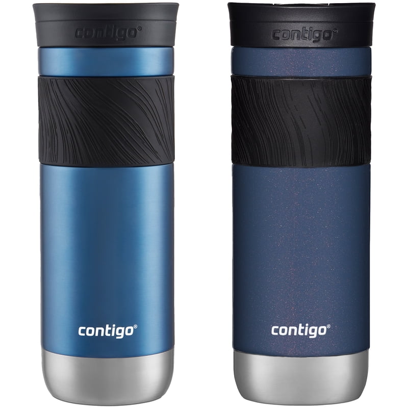 Contigo SNAPSEAL Insulated Stainless Steel Travel Mug with Grip, 20 oz, Blue Corn & Midnight Berry, 2-Pack