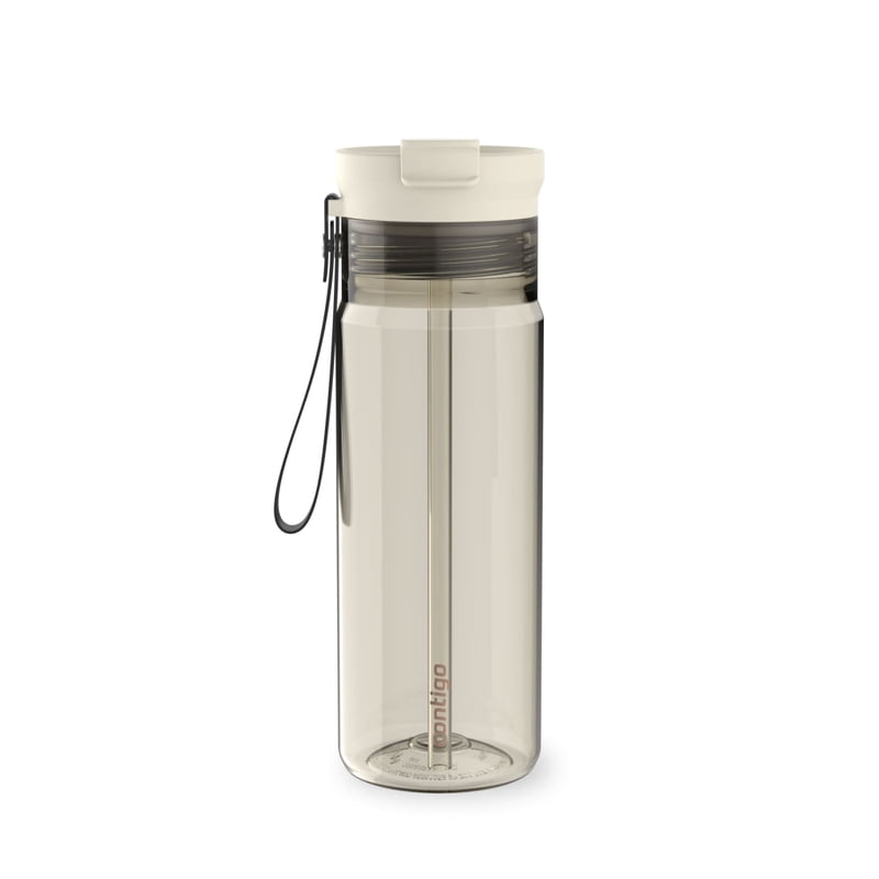 Contigo DualSip Leakproof Plastic Reusable Water Bottle with Carrying Strap, Cream/Clear, 24 oz