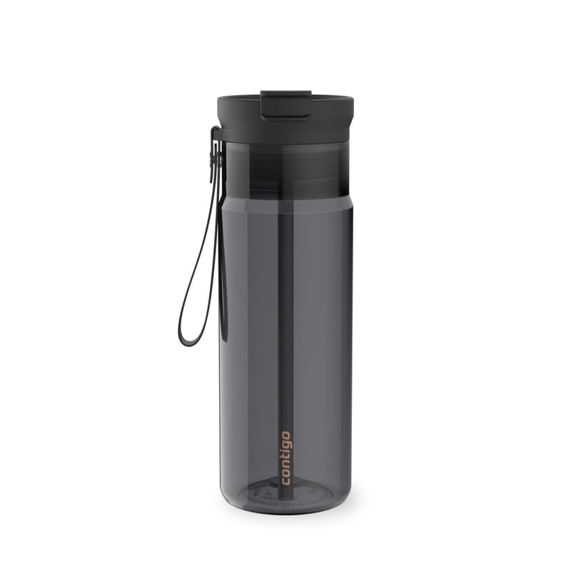 Contigo DualSip Leakproof Plastic Reusable Water Bottle with Carrying Strap, Black/Clear, 24 oz