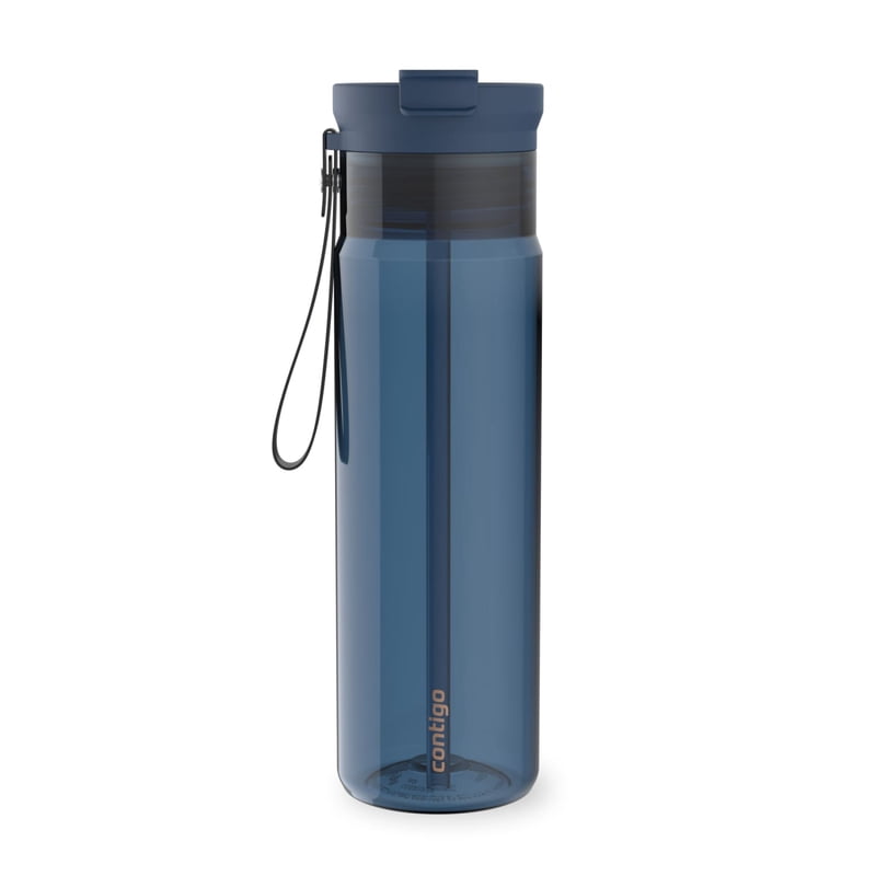 Contigo 28 oz Plastic Water Bottle Tumbler with Straw – DualSip Leak-Proof Reusable Water Bottle, Spill-Proof for Bags, Carry Strap, Blue/Clear