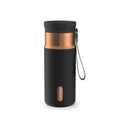 Contigo SnapSeal Leakproof Stainless Steel Reusable Water Bottle with Carrying Strap, Black/Bronze, 16 oz