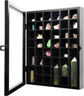 NeoMart Adjustable Rock Display Case - Wooden Crystal Organizer for Stones Storage - Rock Collection Box with Shelves for Agate Opal Crystal Stone Arrowheads Spear Points Rocks, Large Black