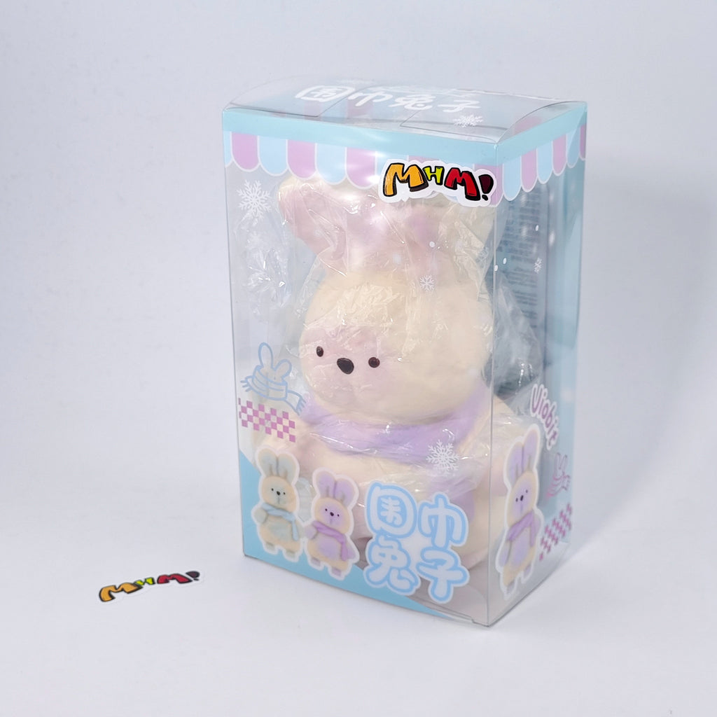 🐰 Purple Scarf Bunny Squishy | Cute Animal Themed Slow Rising Stress Relief Toy