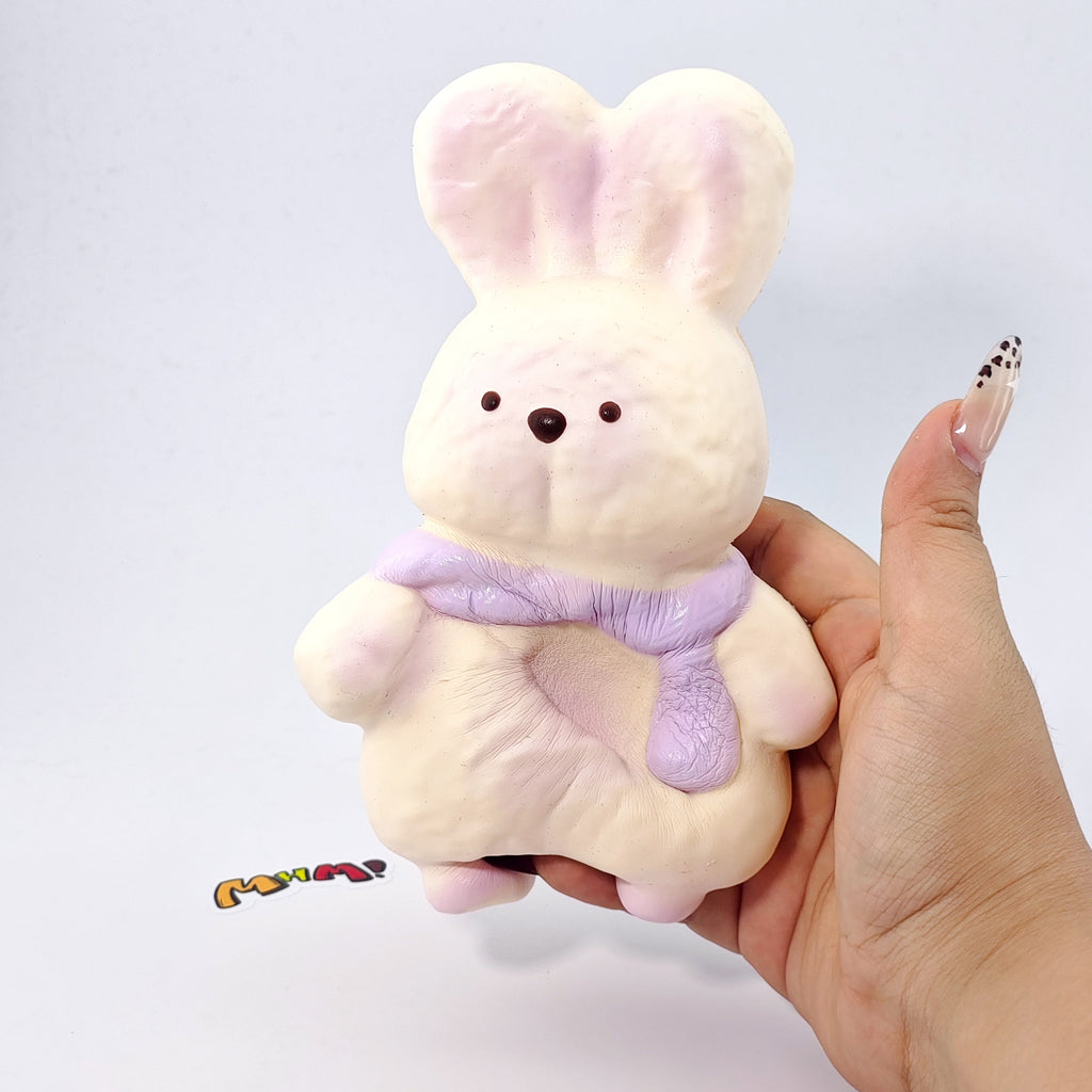 🐰 Purple Scarf Bunny Squishy | Cute Animal Themed Slow Rising Stress Relief Toy