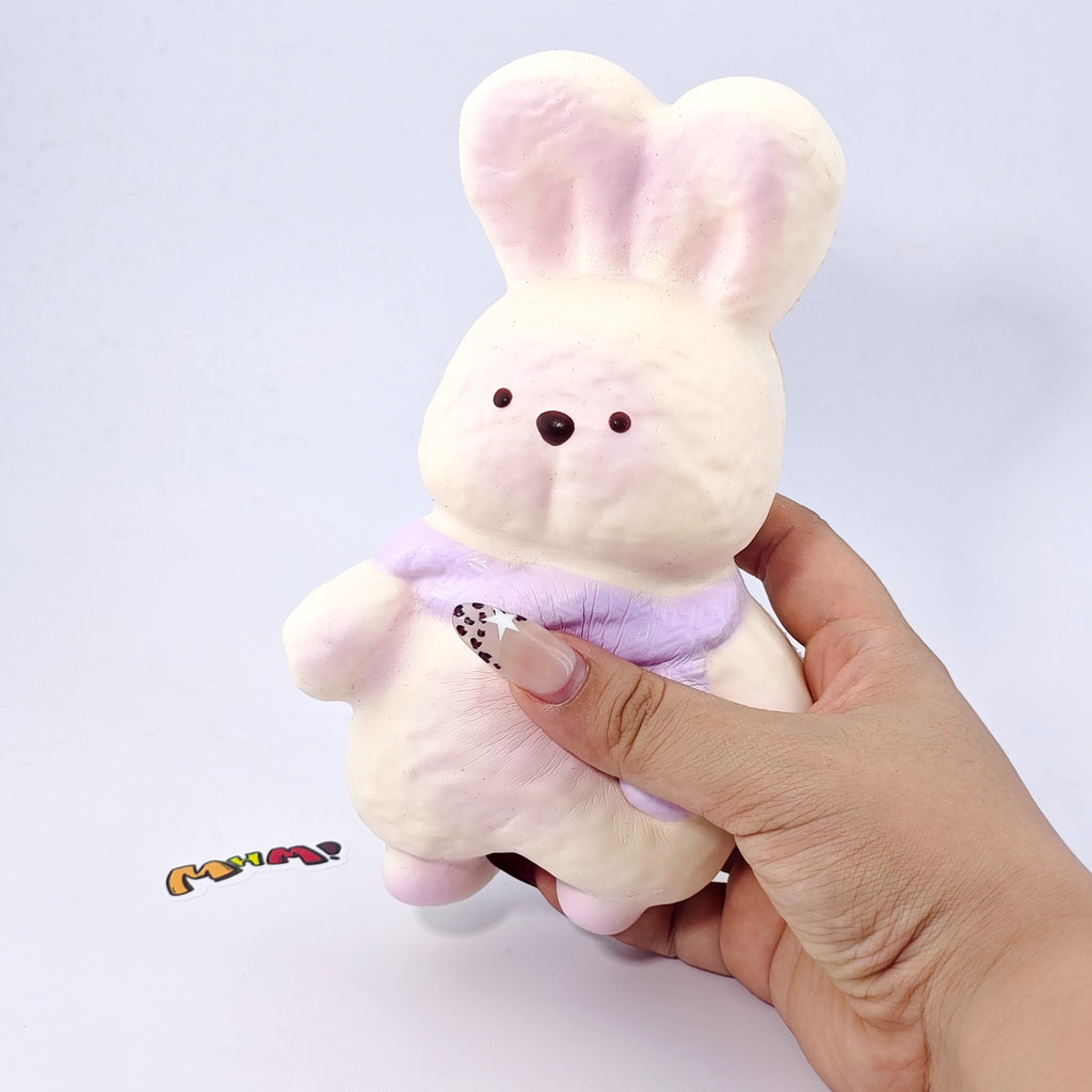 🐰 Purple Scarf Bunny Squishy | Cute Animal Themed Slow Rising Stress Relief Toy