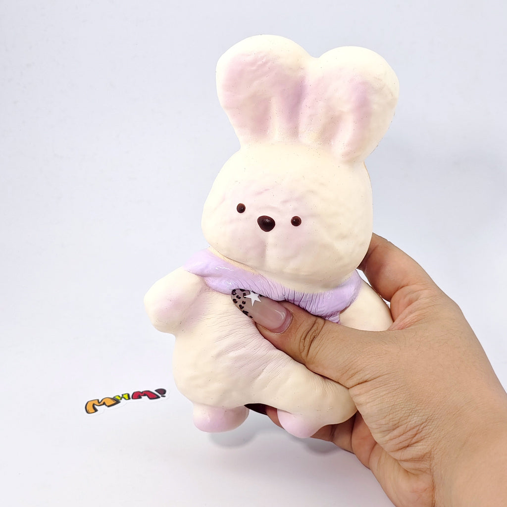 🐰 Purple Scarf Bunny Squishy | Cute Animal Themed Slow Rising Stress Relief Toy
