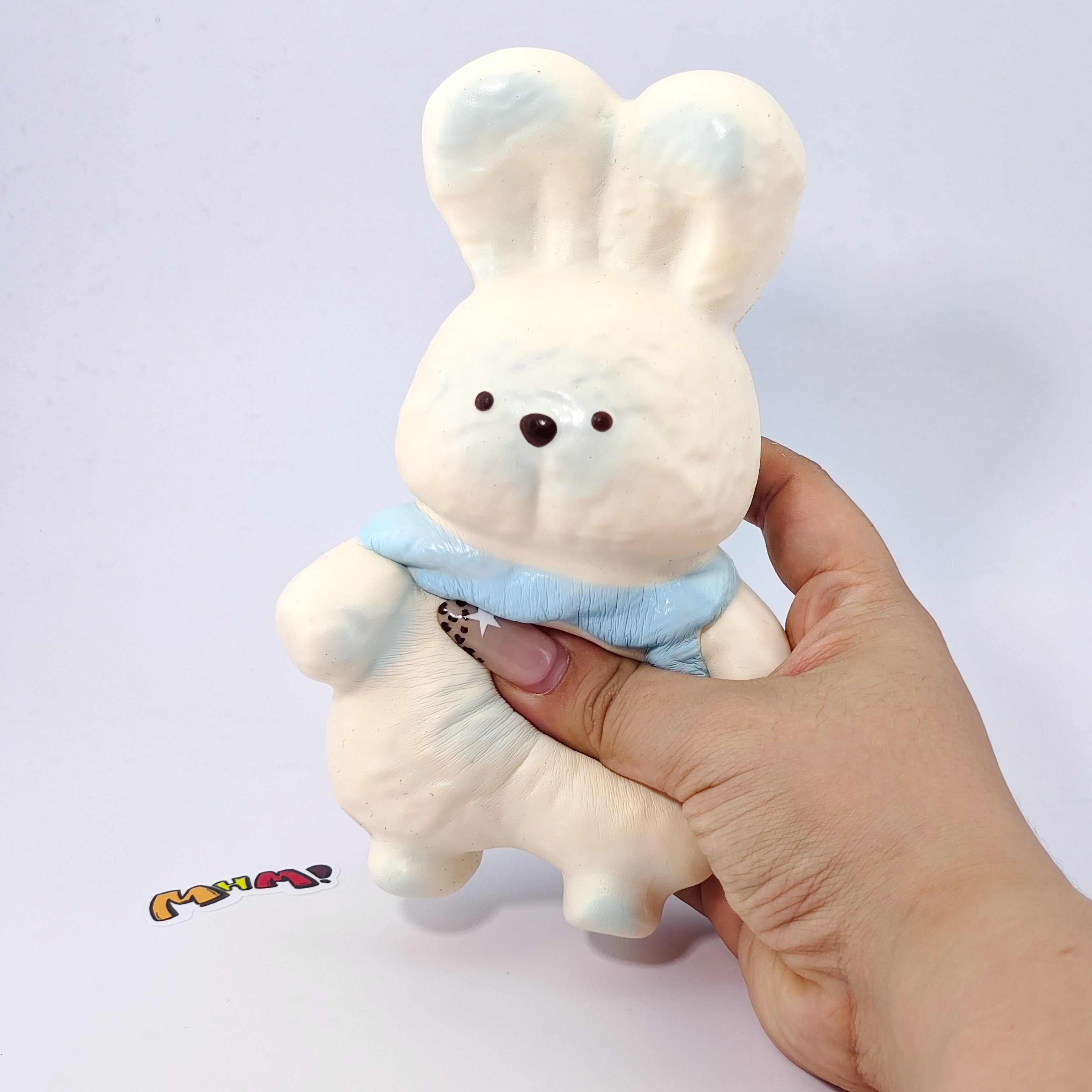 🐰 Blue Scarf Bunny Squishy | Cute Animal Themed Slow Rising Stress Relief Toy