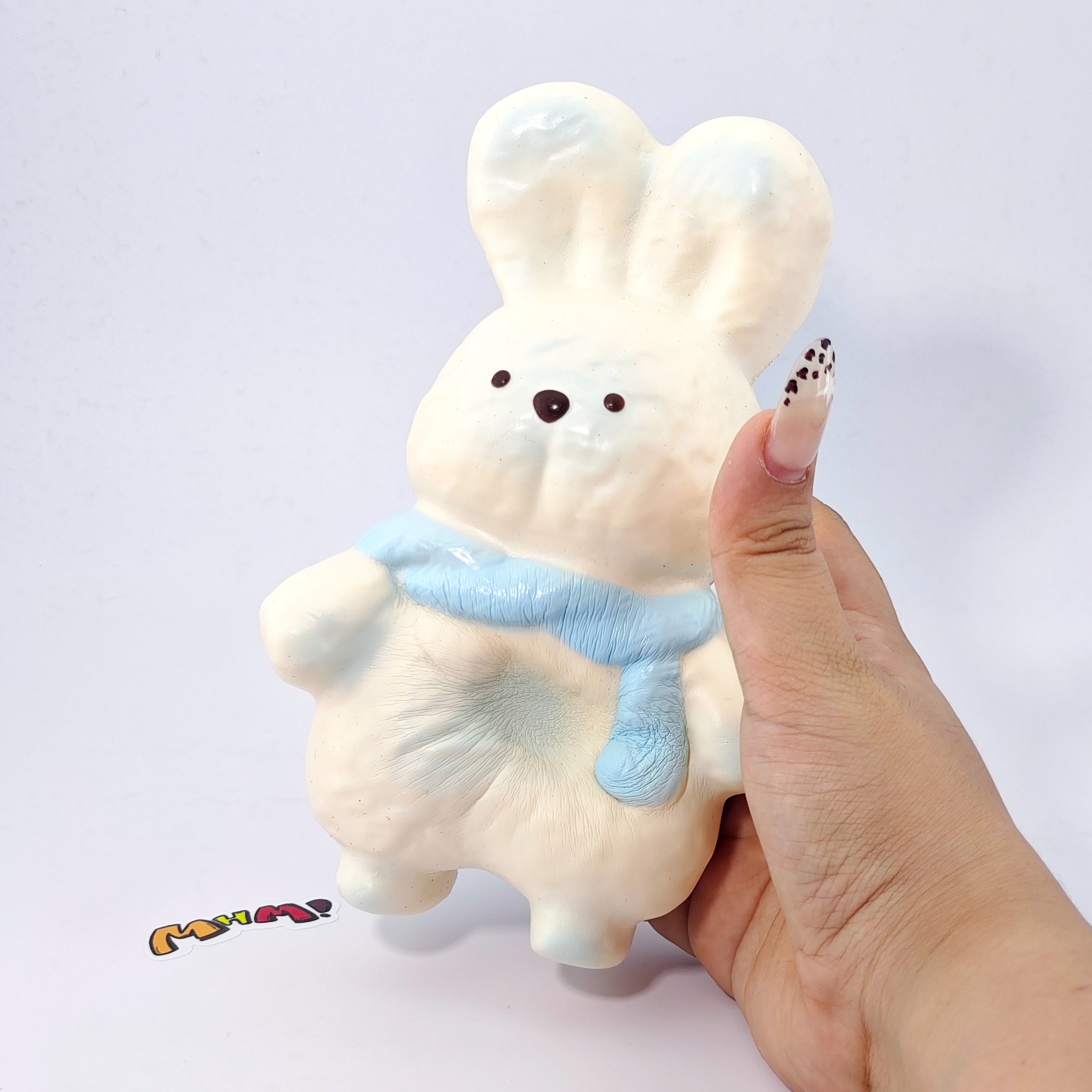🐰 Blue Scarf Bunny Squishy | Cute Animal Themed Slow Rising Stress Relief Toy