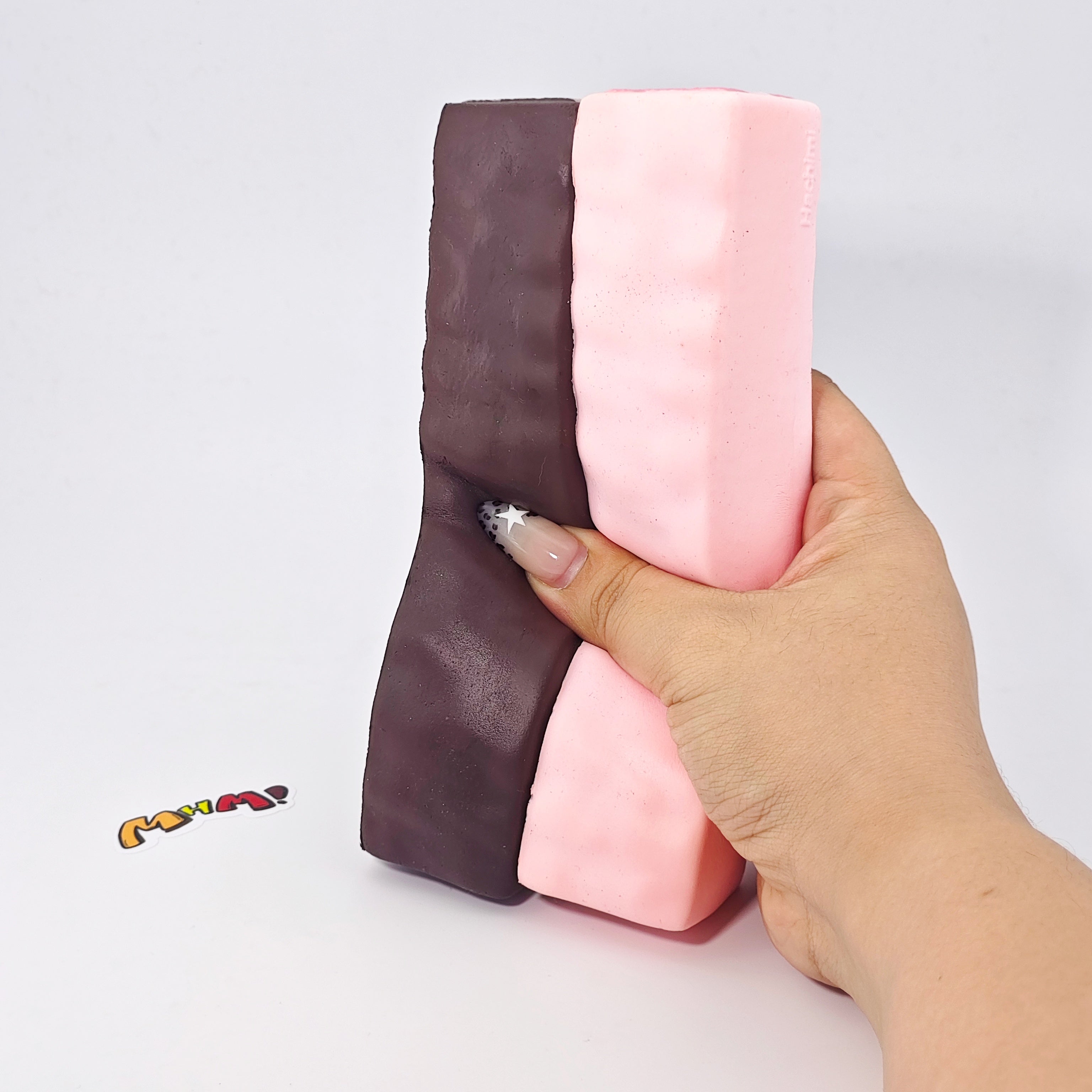 🍓 Strawberry & Raw Chocolate Wafer Biscuit Squishy 2-Pack Set | Snack Themed Slow Rising Stress Relief Toy