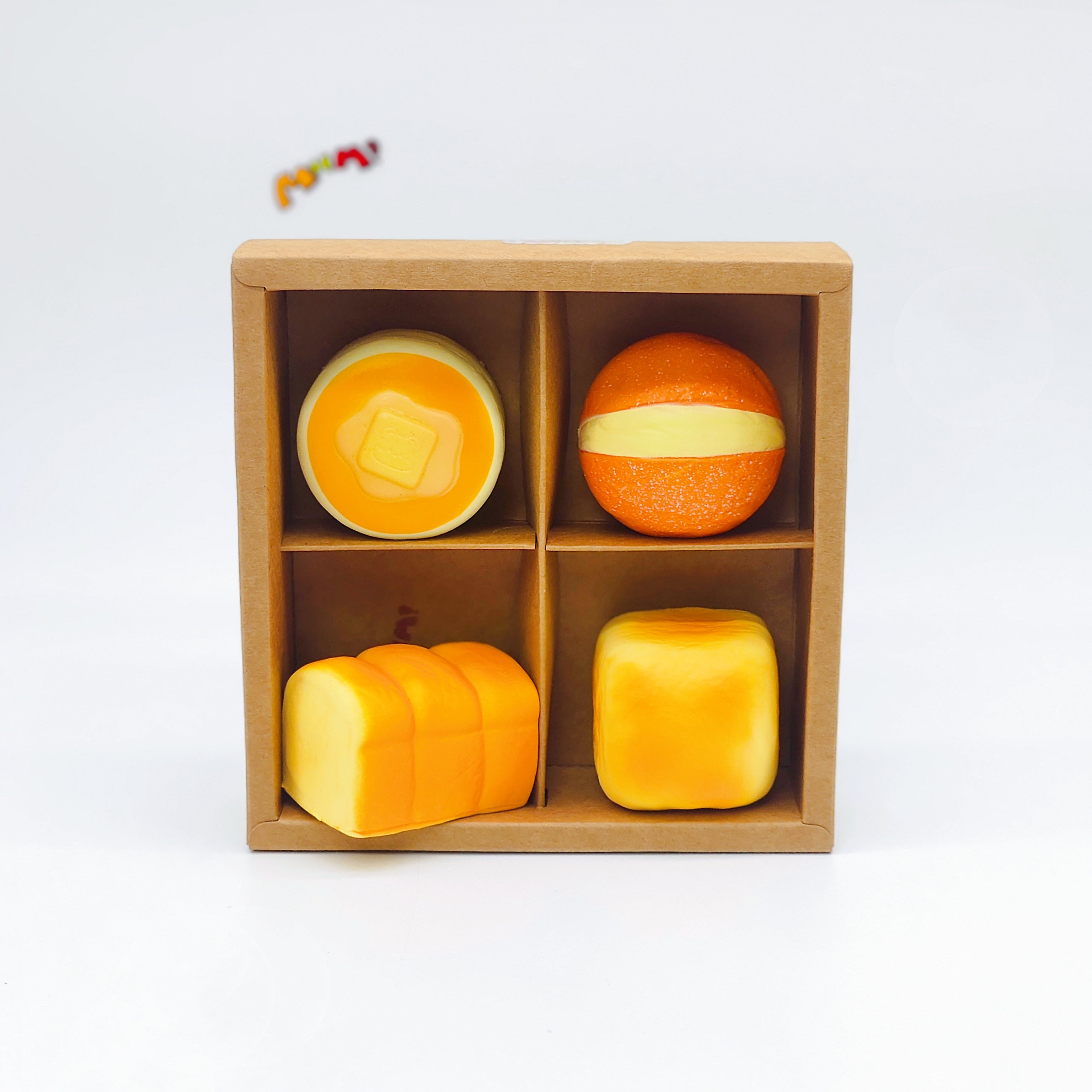 🍞 4-grid Mini Bread Squishy Set | Bakery Themed Slow Rising Stress Relief Toy