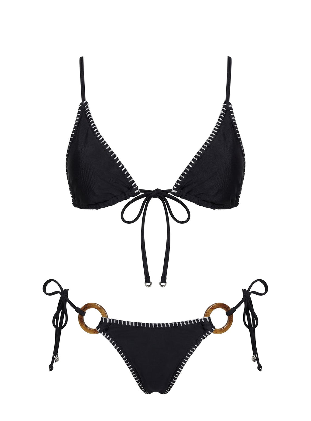 Swim Good Ring Detail Tie Side Bikini Bottoms Black