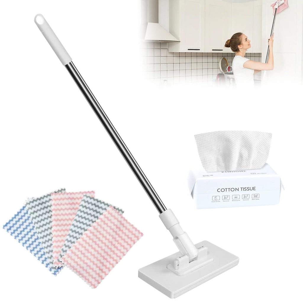 Durable Mop and Cleaning Kit | Designed for various floor types including hardwood, tile, and marble | Household cleaning tools for kitchen and entire house (1 mops + 5 cloths)