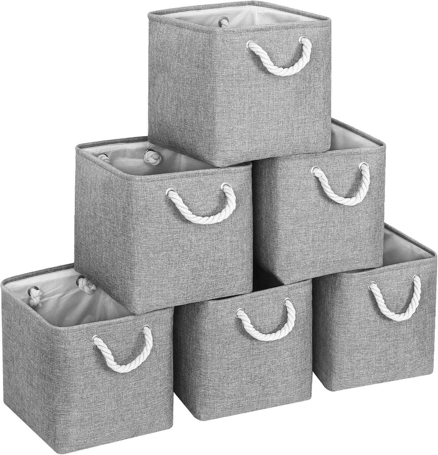 Hltsar Fabric Cubes Storage Basket  6 Pack 11x11 in with Handles Foldable Cube Storage Bins  for Shelves      Nursery Organizers