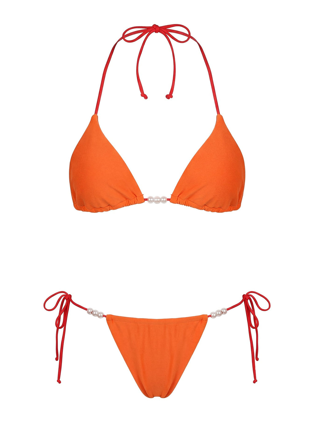 On Island Time String Bead Detail Bikini Bottoms Orange